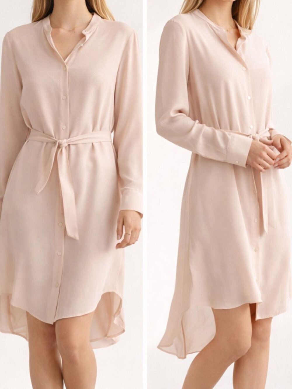 Aritzia Babaton Women's Blush Pink Silk Shirt Dress Size Small 38275